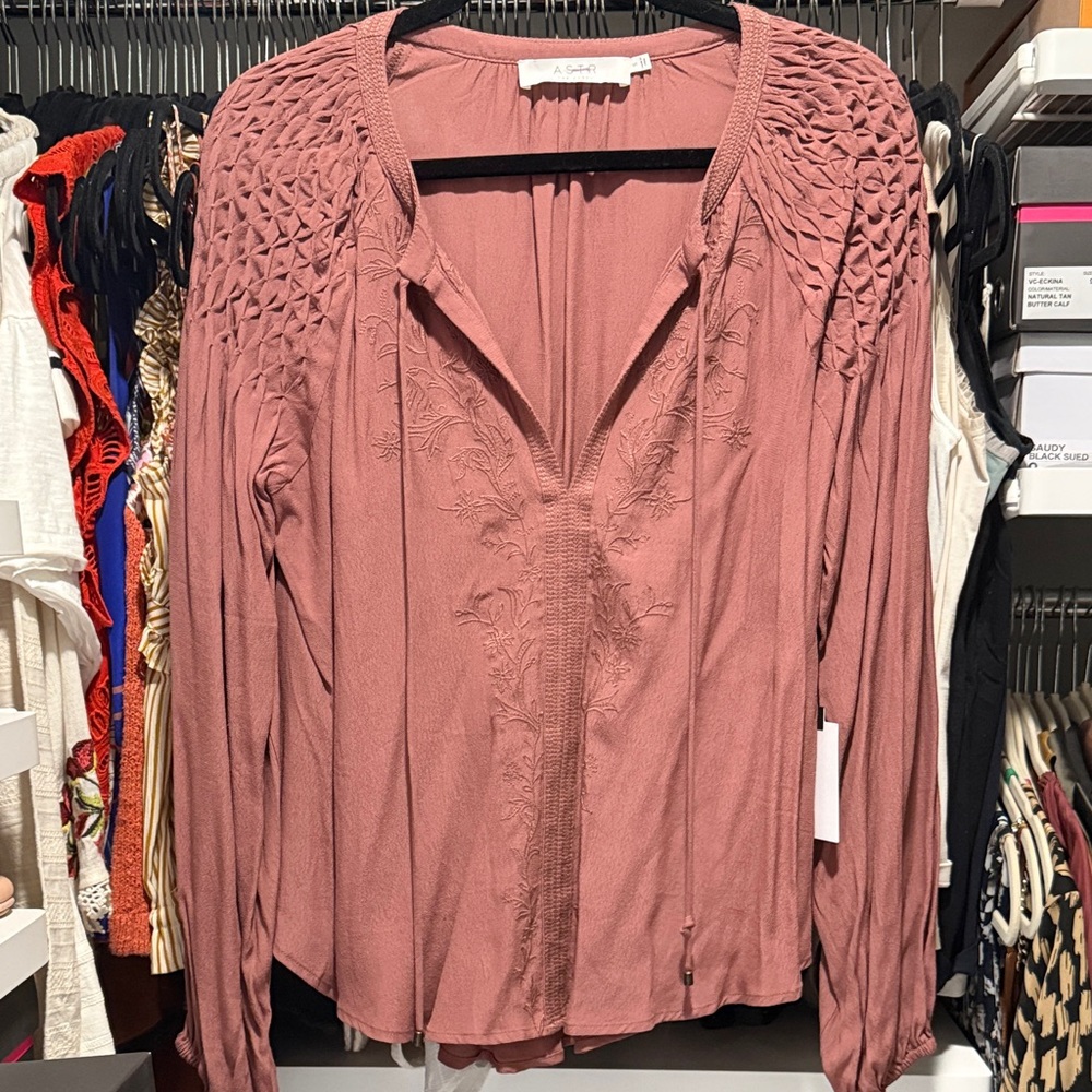 NWT ASTR Pink Embroidered Top